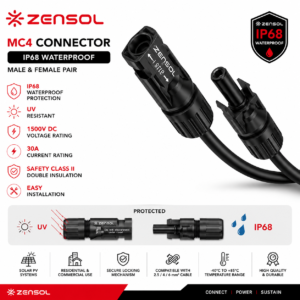 ZENSOL MC4 IP68 Solar Connector | Male & Female PV Connector | 1000V DC